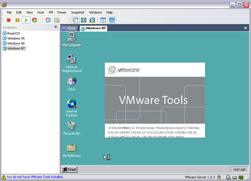 VMWare Linux Server Viewed Across the Internet