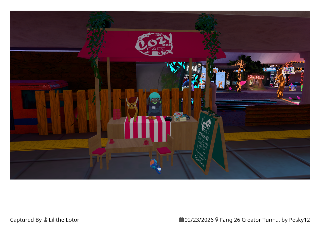 Lilithe helping out at the CozyCon Cafe VR booth in PJKT Fang